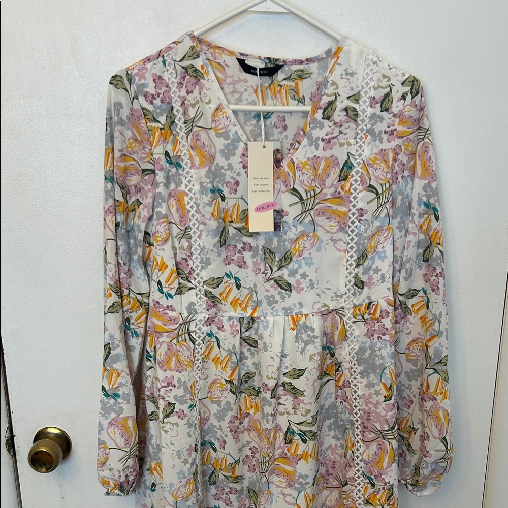 Dokotoo Floral Long Sleeve Dress Small - Picture 2 of 8